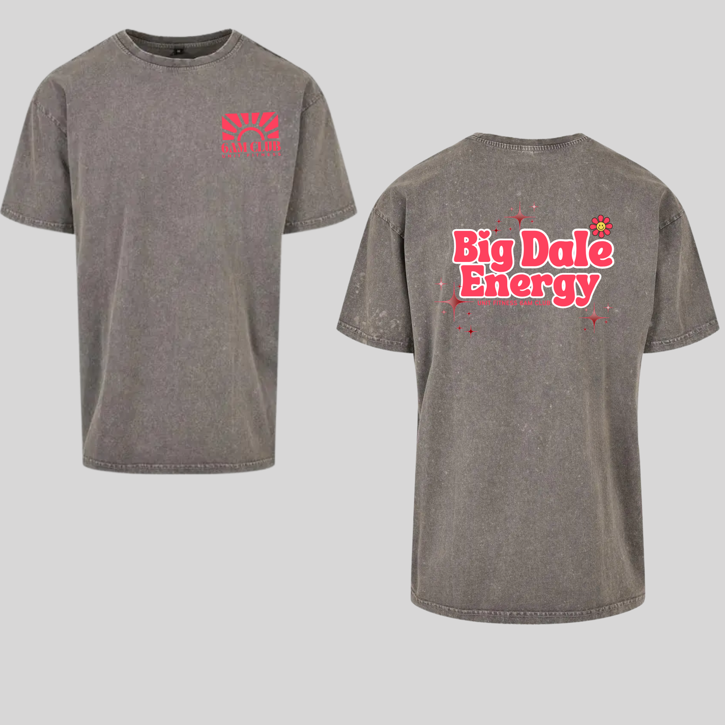 Grey Acid Wash Unit Fitness 6am Club T-shirts