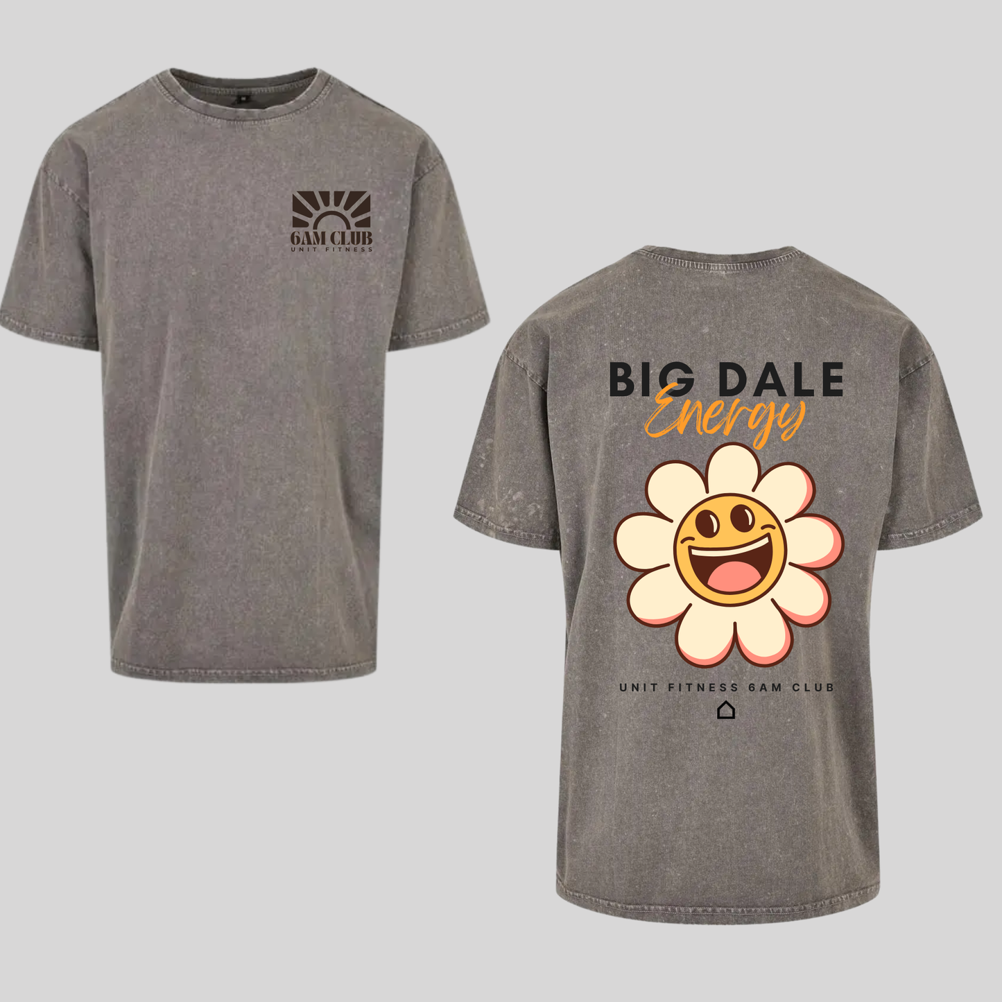 Grey Acid Wash Unit Fitness 6am Club T-shirts