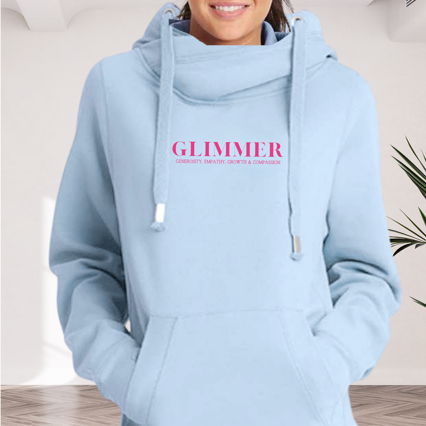 Ladies Glimmer Cross Neck Hoodie