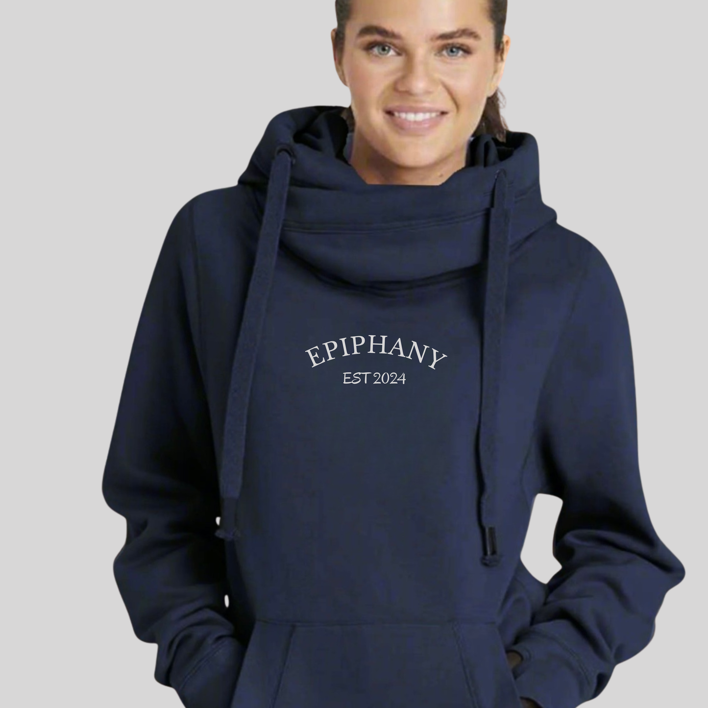 Navy Cross Neck Luxury Hoodie