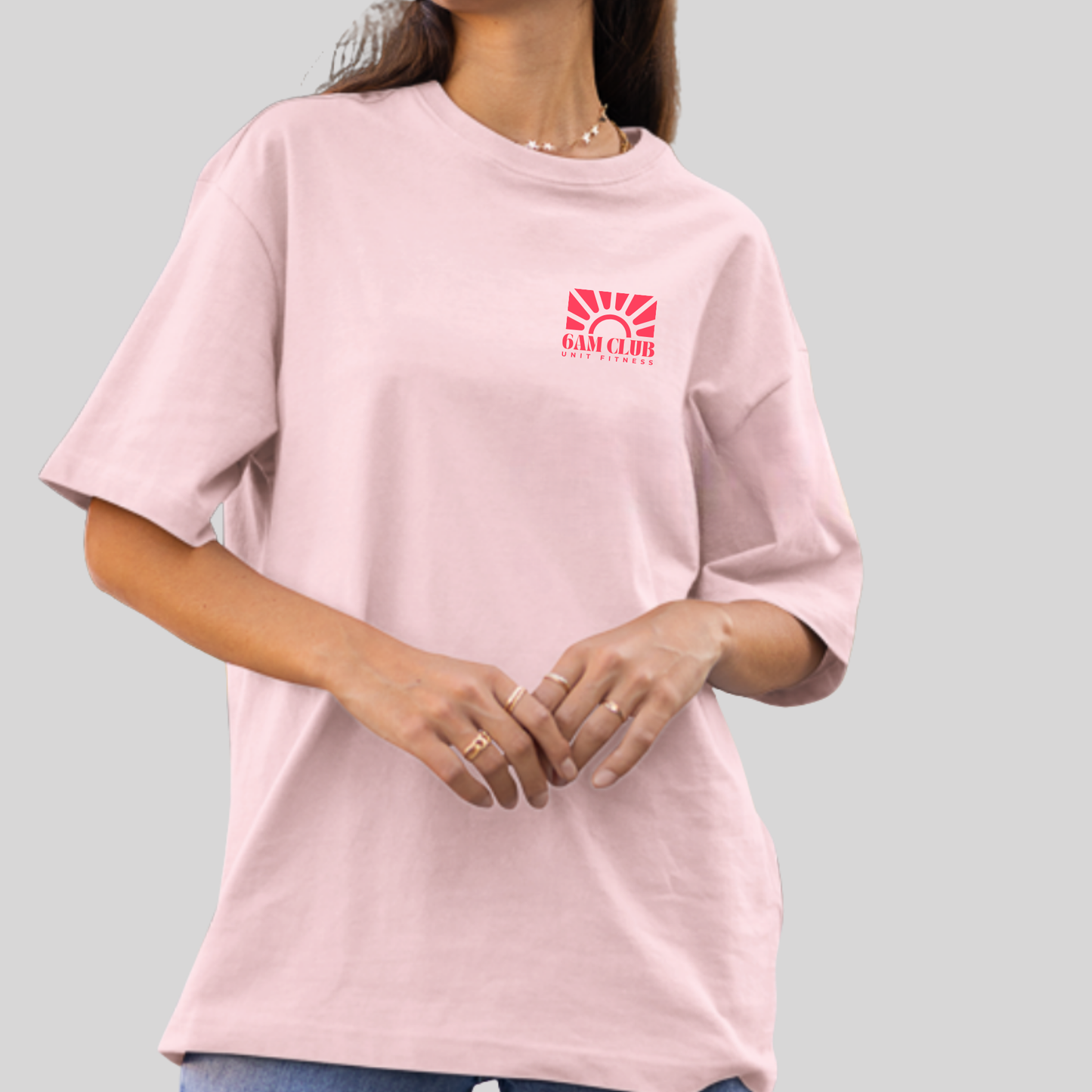 Oversized Pink Unit Fitness 6am Club T-shirt
