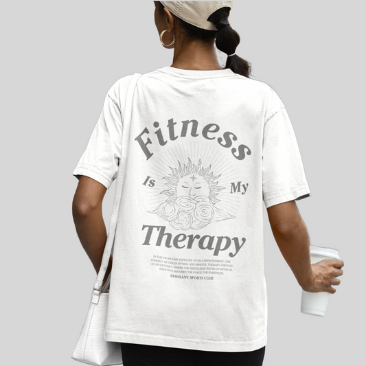 Top seller organic Fitness Is My Therapy t-shirt in black and white. Creating meaningful quotes, share your thoughts, wear your feelings.