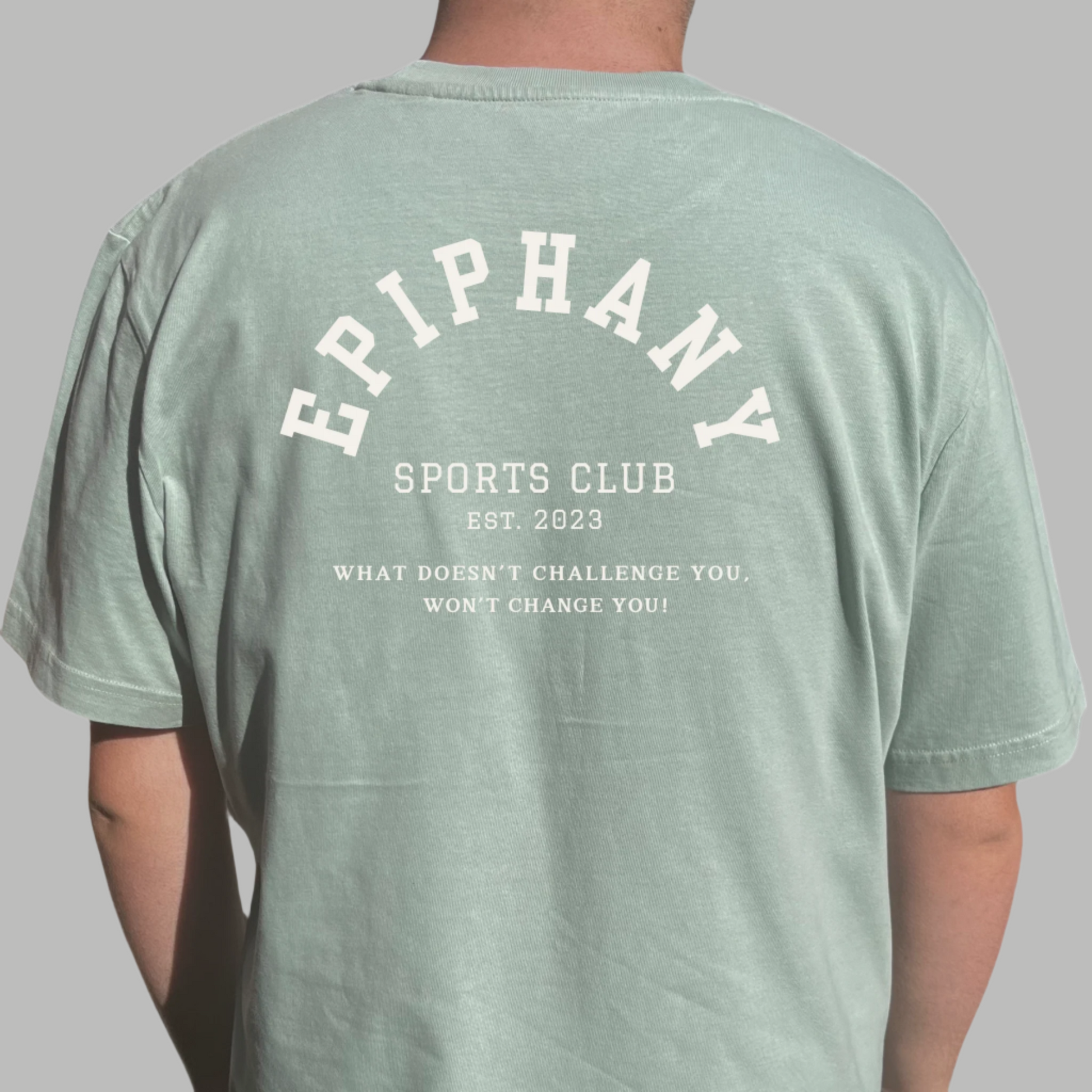 What Doesn't Challenge You T-shirt - Aloe Green/Coral/Acid Grey/Cream - The Epiphany Closet