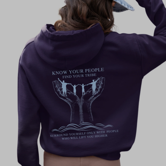 Unisex Know Your People Hoodie - Navy Blue/Khaki/Stone |The Epiphany Closet