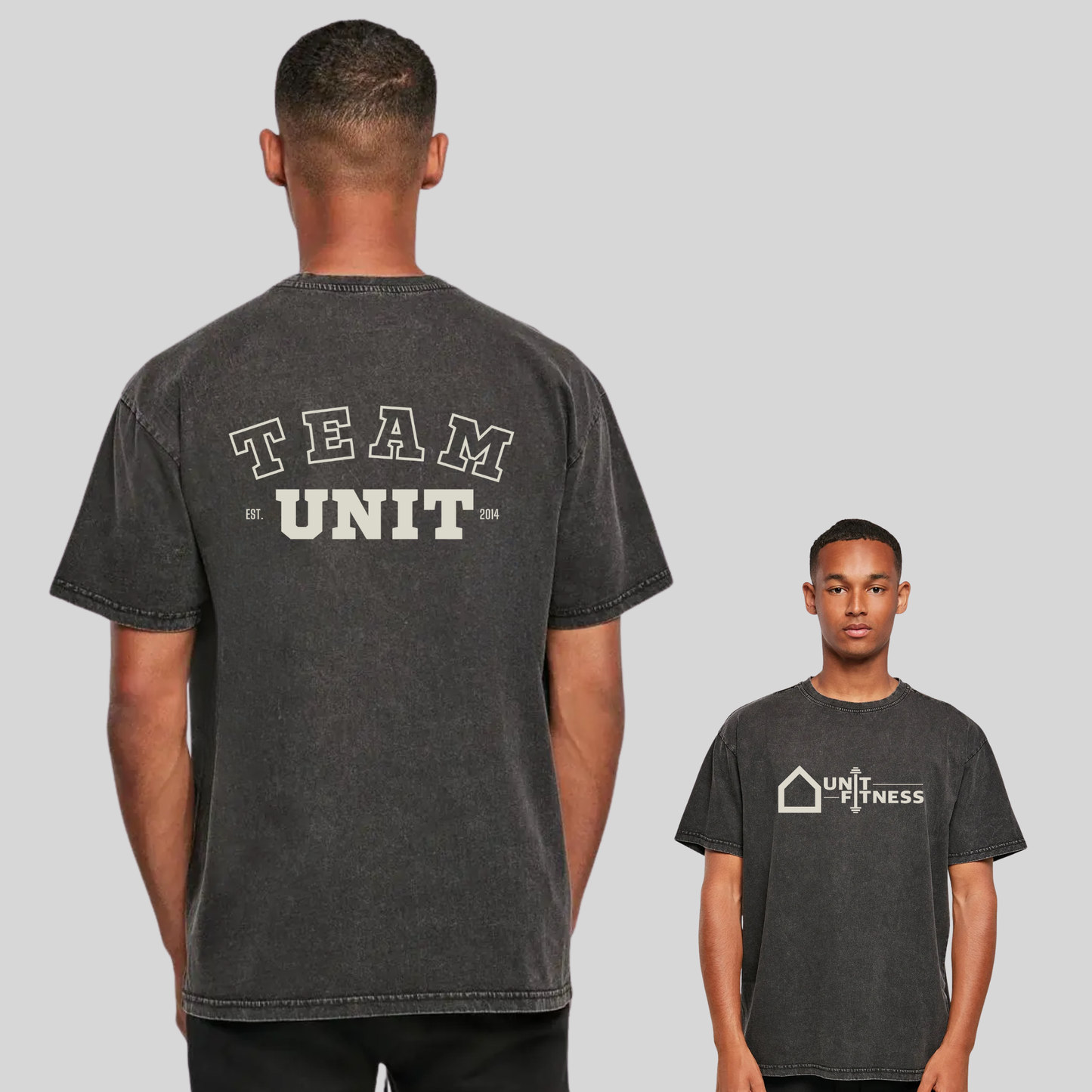 Black Acid Wash Unit Fitness Team T-shirt