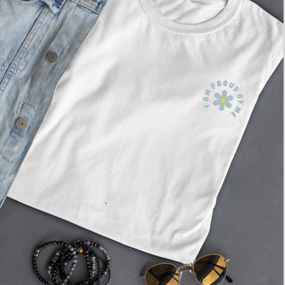 Ladies " I Am Proud Of Me T-shirt In White | The Epiphany Closet - Wellbeing Clothing With Meaning - The Epiphany Closet