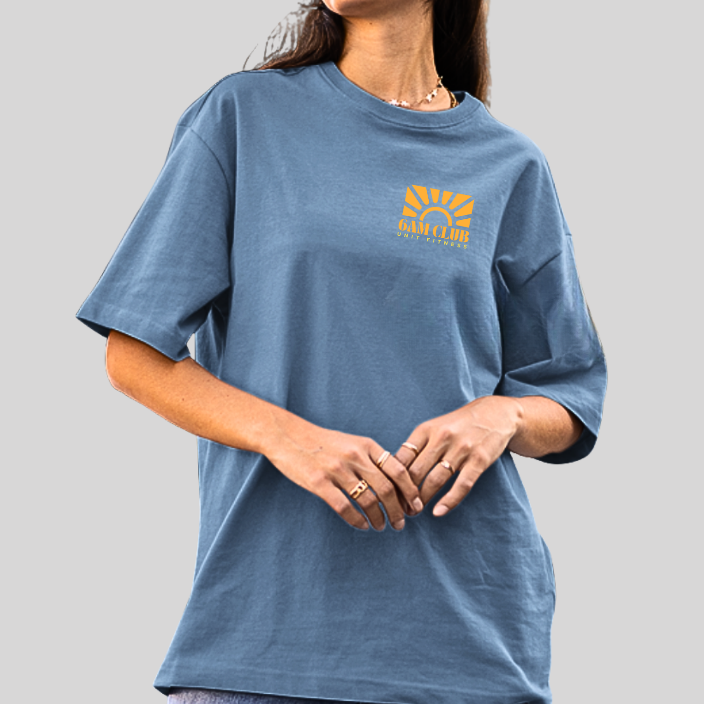 Blue Acid Wash Unit Fitness 6am Club T-shirt
