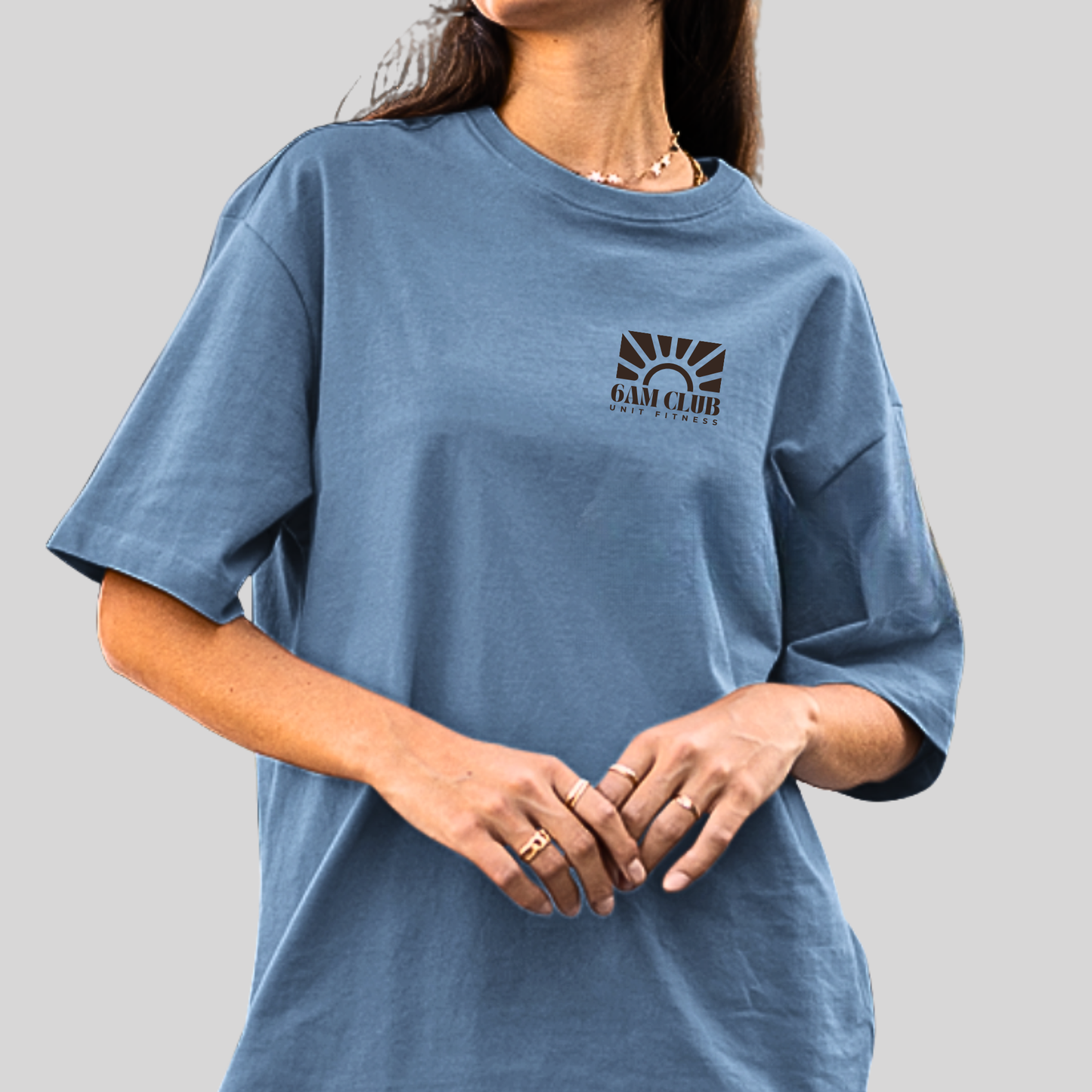 Blue Acid Wash Unit Fitness 6am Club T-shirt