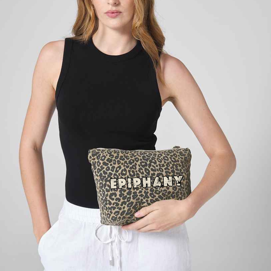 Leopard Print Canvas Accessory Bag