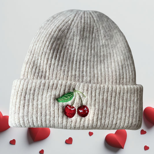 Cherry Ribbed Beanie Hat | The Epiphany Closet