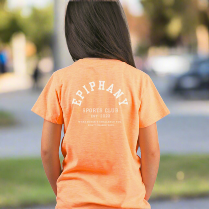Kids "What Doesn't Challenge You T-shirt" - Aloe Green/Coral
