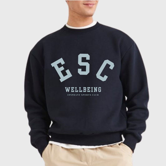 Unisex Sports Club Sweatshirt - Navy Blue/Heather Grey//Stone