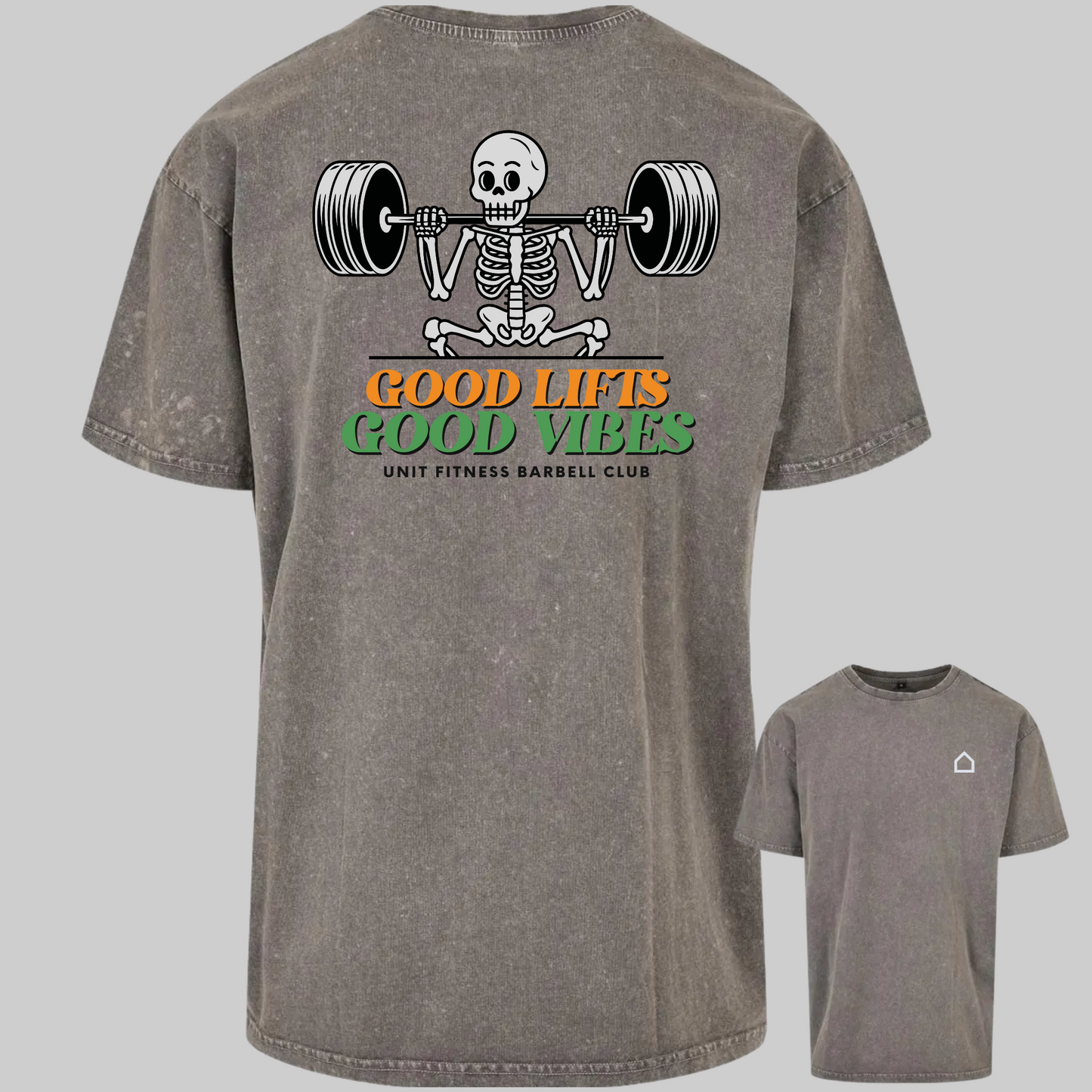 Oversized Unit Fitness Gym T-shirts | Acid Grey/Asphalt