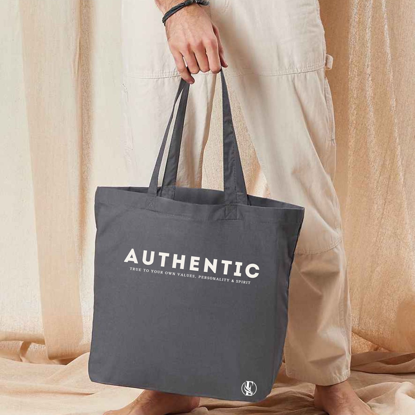 Unisex Authentic Tote Bag - Black/Grey