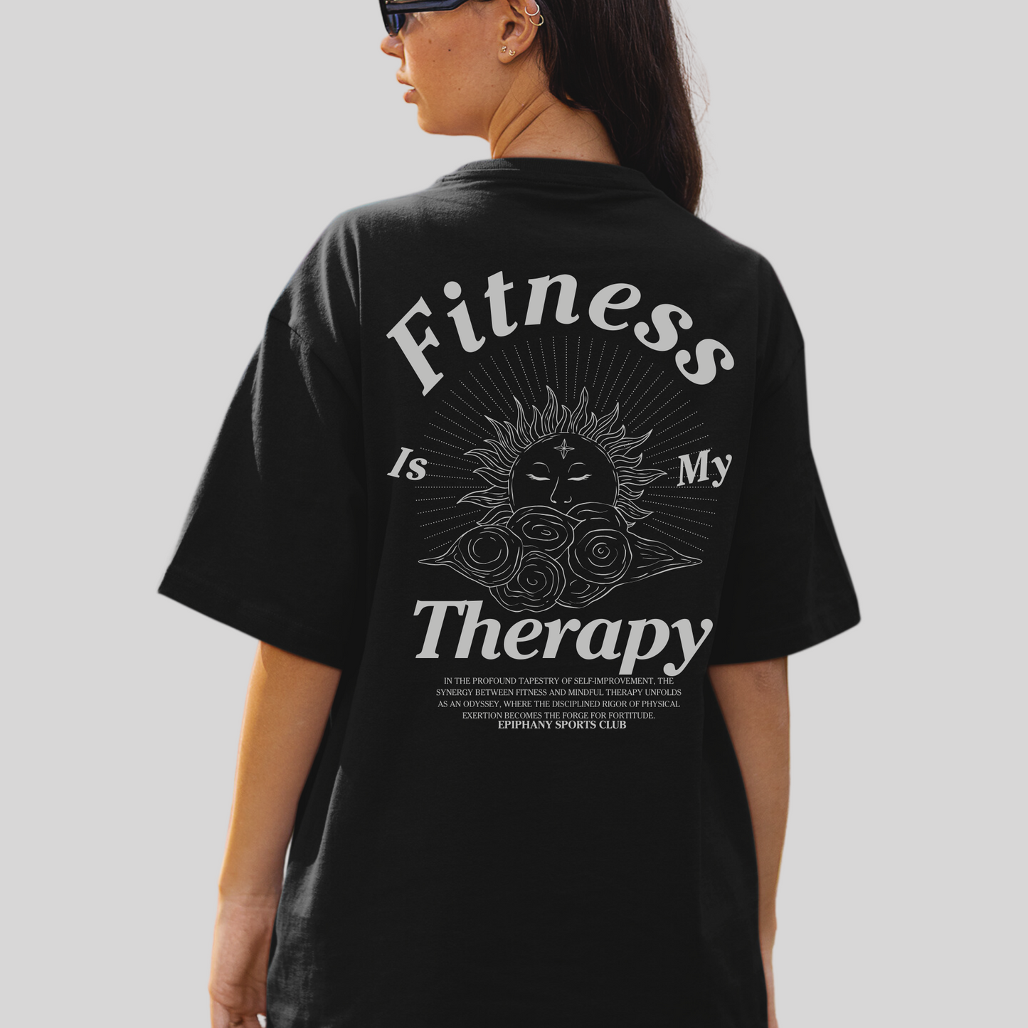 Ladies Fitness Is My Therapy_t-shirt_black from_The_Epiphany_Sports_Club_collection_fashion_stylish_and_comfort