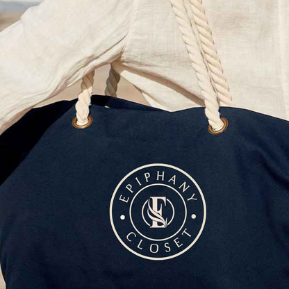 Nautical Canvas Bag - Navy & Cream | The Epiphany Closet - Summer Bag Ready - The Epiphany Closet