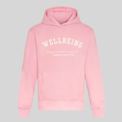 Varsity Unisex Wellbeing Hoodie - Heather Grey/Airforce Blue/ Pink