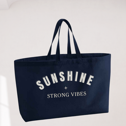 Oversized Canvas  Navy Tote Bag