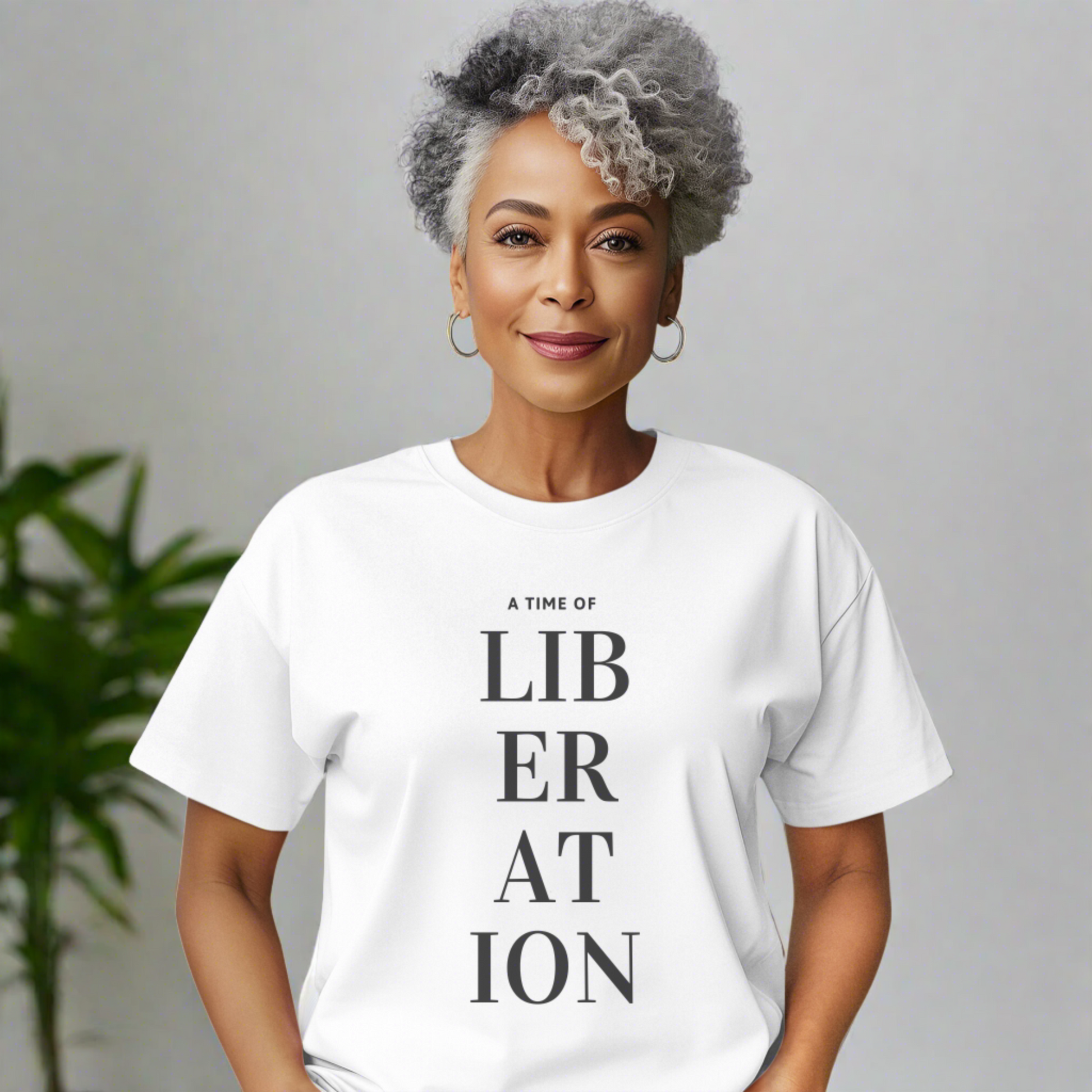 Ladies "A Time Of Liberation" Organic T-Shirt - White | The Epiphany Closet - Wellbeing Clothing With Meaning - The Epiphany Closet